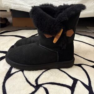 UGG Black Winter Boots with Tan Accents